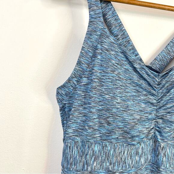 Prana Amaya Soft knit Racerback Activewear Dress SpaceDye Blue comfy womens L - Picture 4 of 11